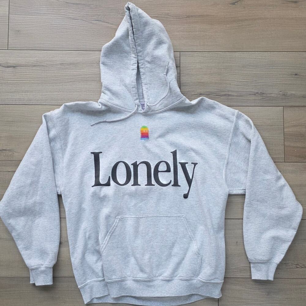 Lonely Ghost The Apple Hoodie Heathered Gray Graphic Print Unisex Sz Large - Picture 4 of 10